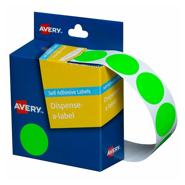 avery-dmc24fg-self-adhesive-dispenser-labels-24mm-circle-fluoro-green-937297